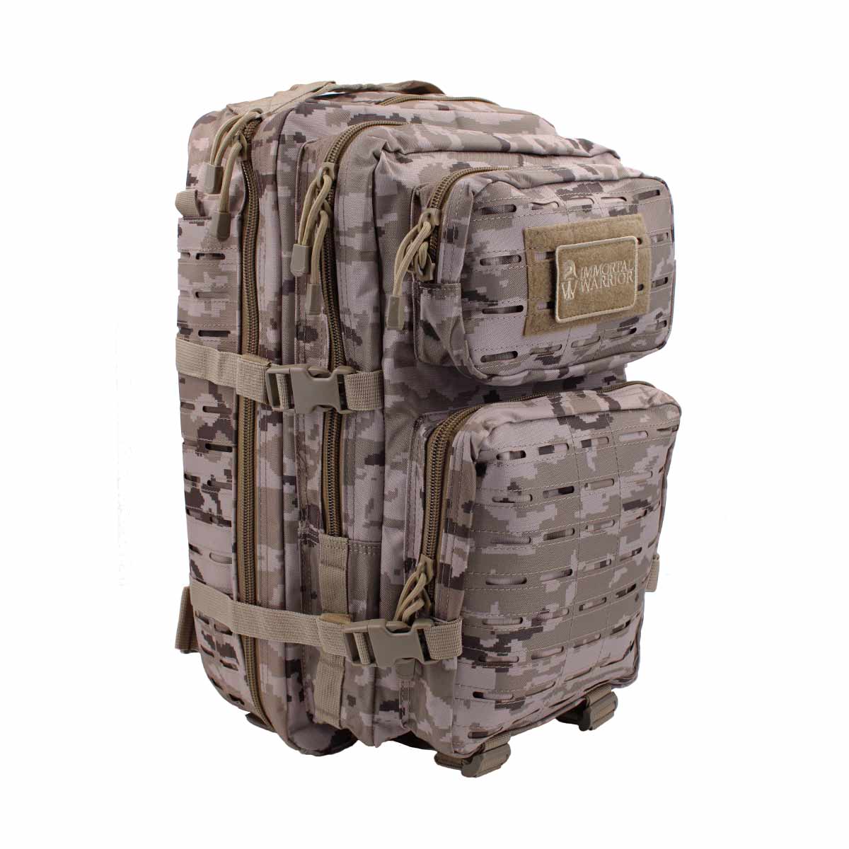 Rucsac tactic RIDGELINE 36L cu panou laser cut – Pixelat Arid – detaliu