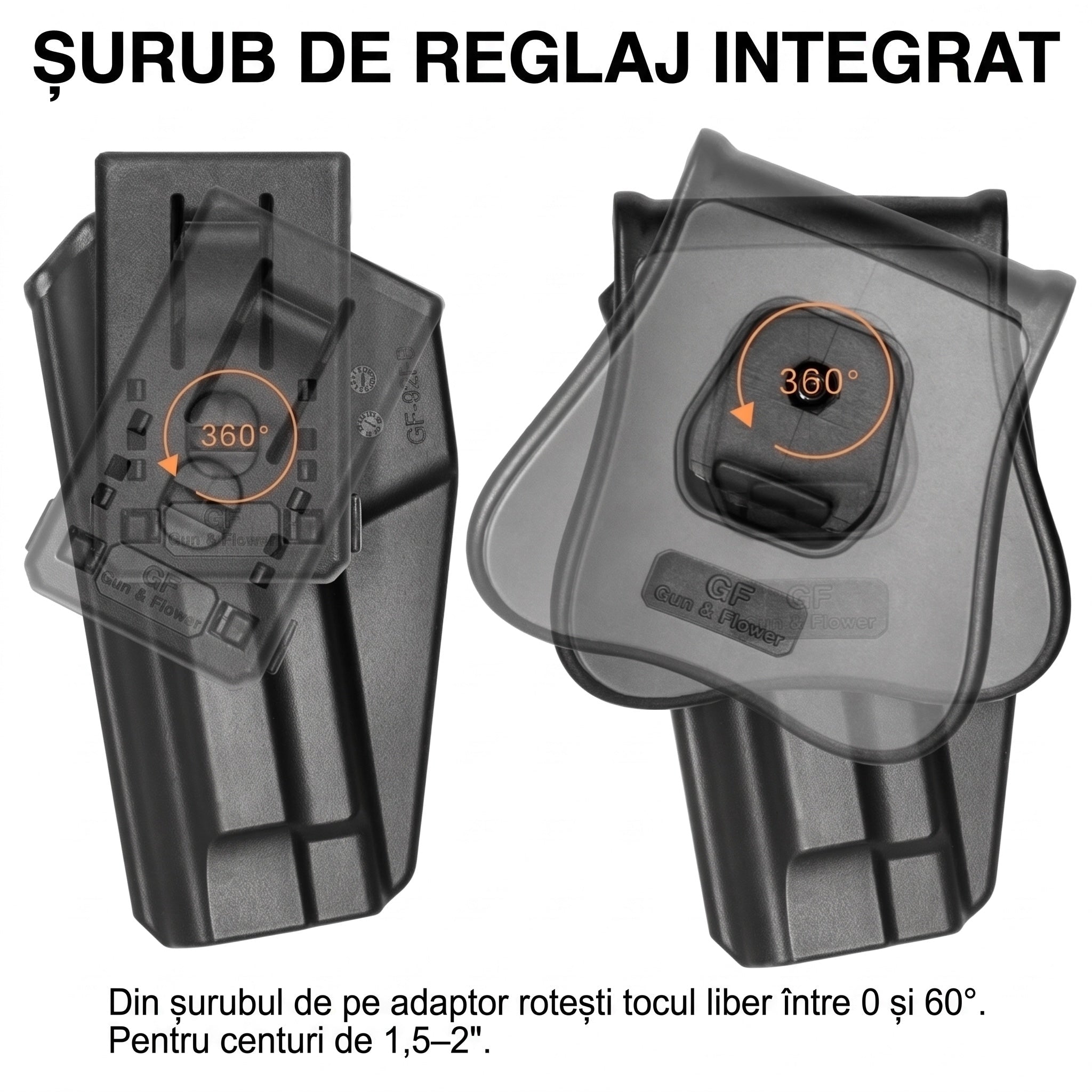 Toc OWB CZ P-07 / P-09 cu retentie pe garda Gun&Flower - Mana dreapta, Negru | WARGEAR RO