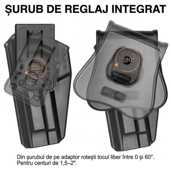 Toc OWB CZ P-07 / P-09 cu retentie pe garda Gun&Flower - Mana dreapta, Negru | WARGEAR RO