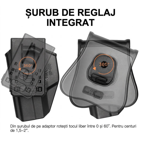 Toc OWB Glock 19/23/32 retentie nivel II Gun&Flower - Mana dreapta, Negru | WARGEAR RO