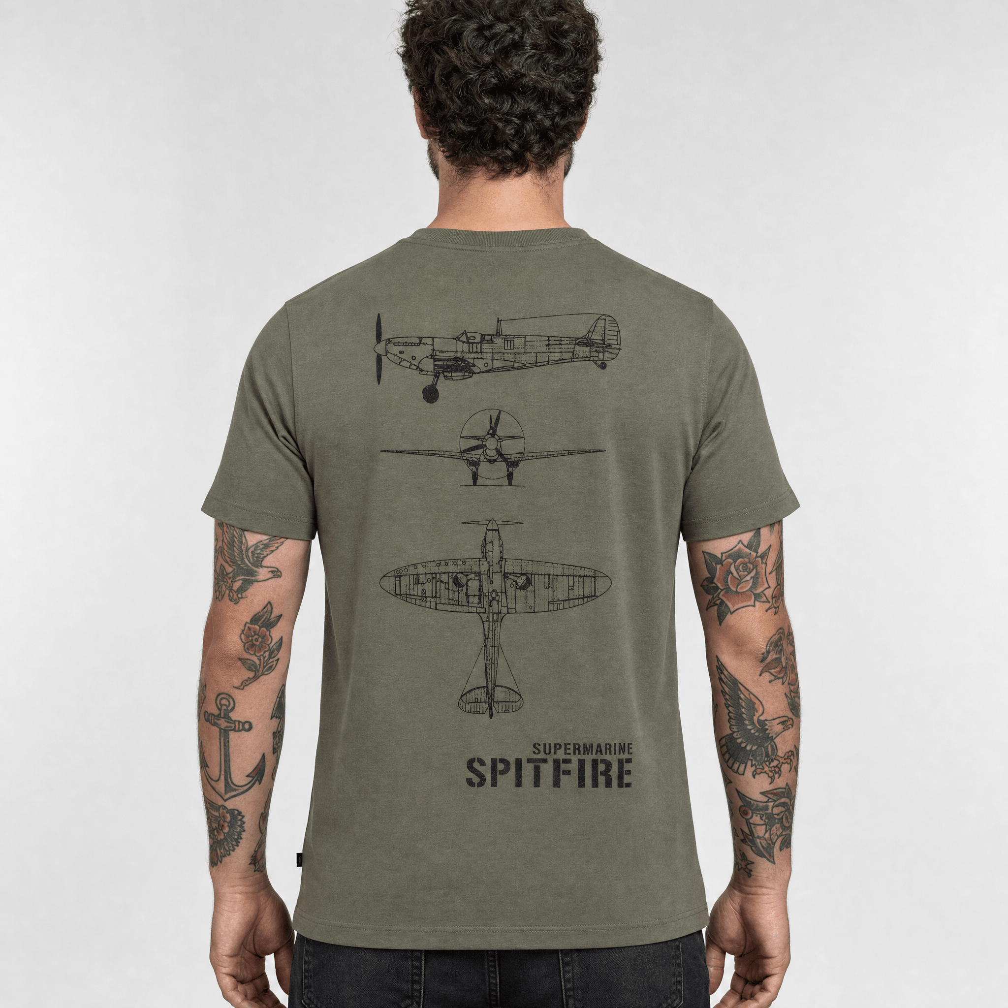 Tricou Army cu Avionul Spitfire Fostex – Olive | WARGEAR RO