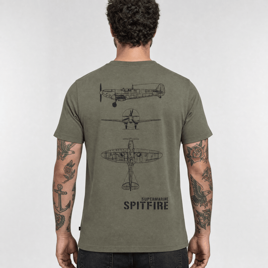 Tricou Army cu Avionul Spitfire Fostex – Olive | WARGEAR RO