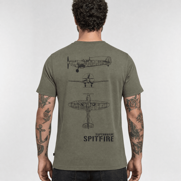 Tricou Army cu Avionul Spitfire Fostex – Olive | WARGEAR RO