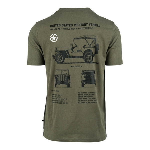 Tricou Army cu Jeep Willys MB Fostex – Olive | WARGEAR RO
