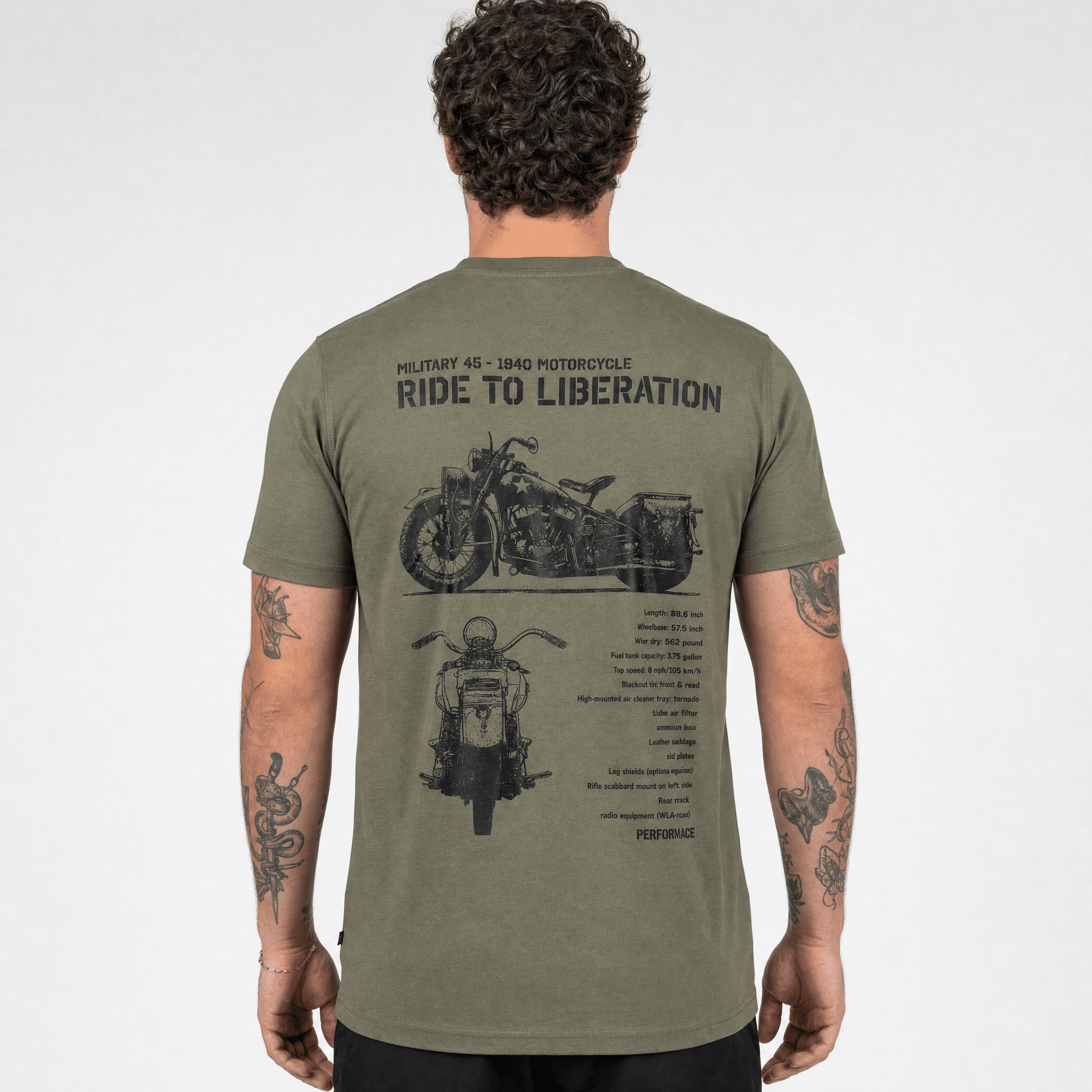 Tricou Army cu Motocicleta WLA Liberator Fostex – Olive | WARGEAR RO