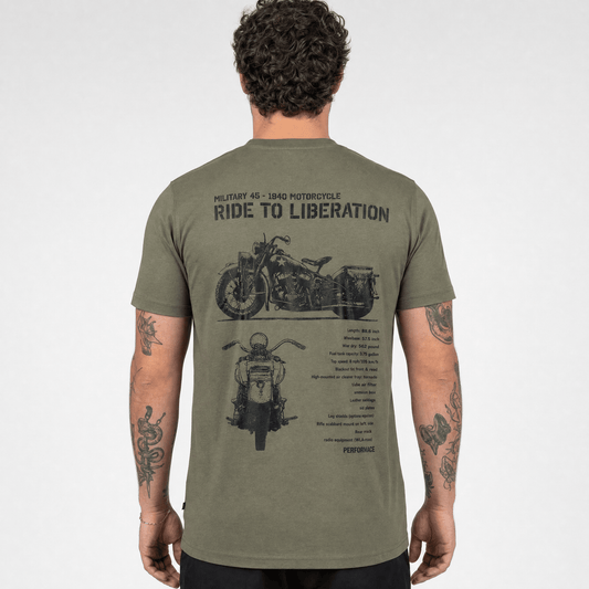 Tricou Army cu Motocicleta WLA Liberator Fostex – Olive | WARGEAR RO