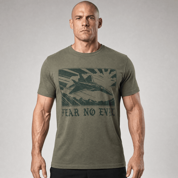Tricou Army Fear No Evil cu Avion de Vanatoare Fostex – Olive | WARGEAR RO