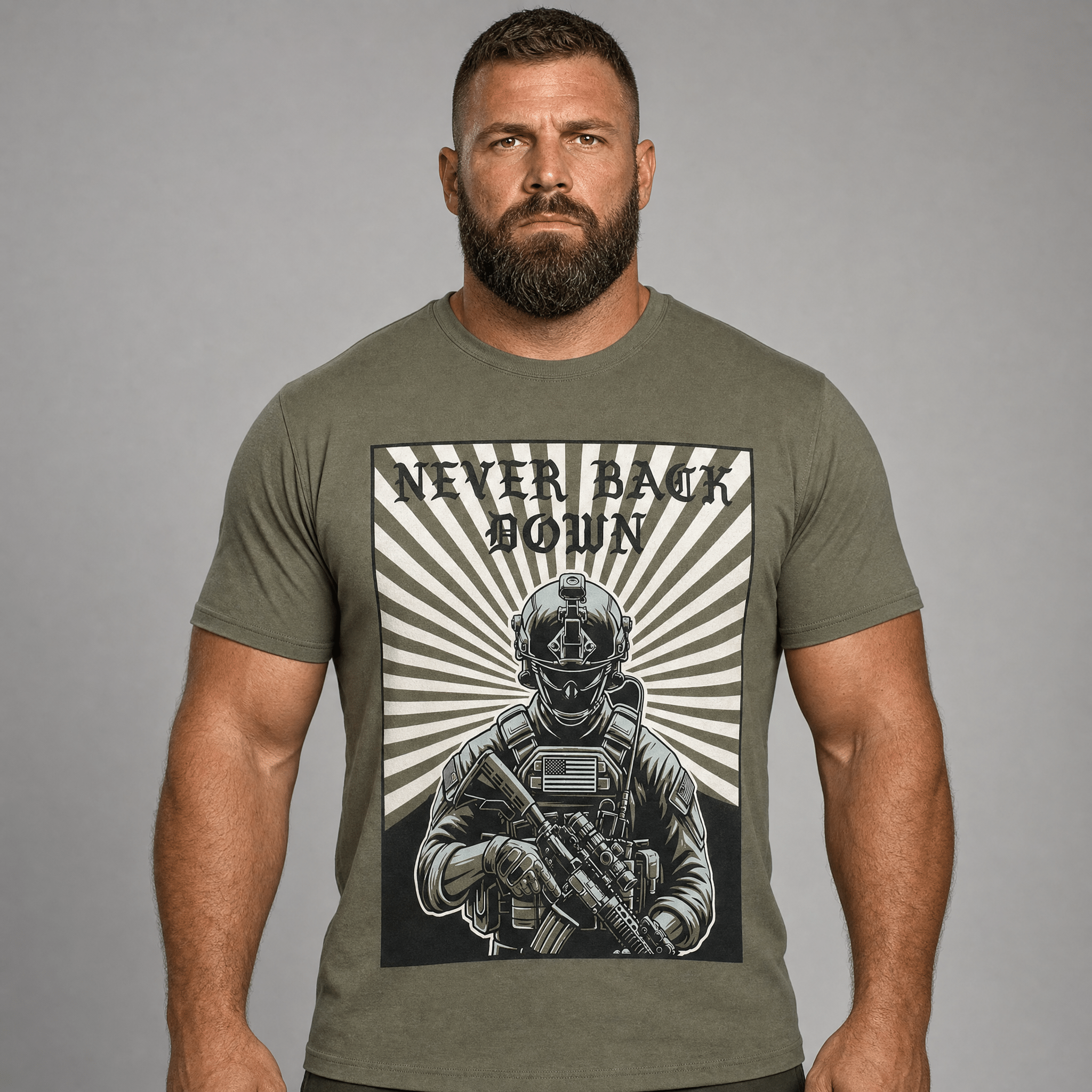 Tricou Army Never Back Down Fostex - Olive | WARGEAR RO
