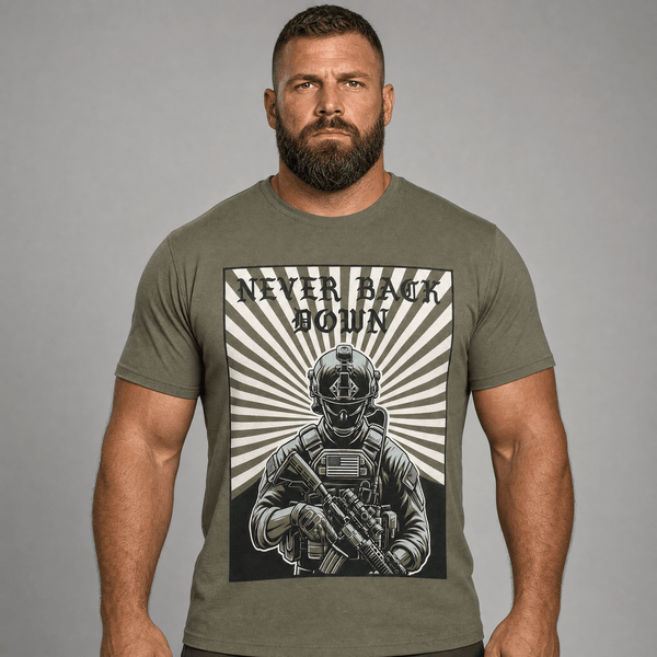 Tricou Army Never Back Down Fostex - Olive | WARGEAR RO