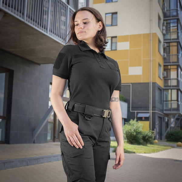 Tricou tactic polo dama negru M - TAC | Echipament tactic WARGEAR