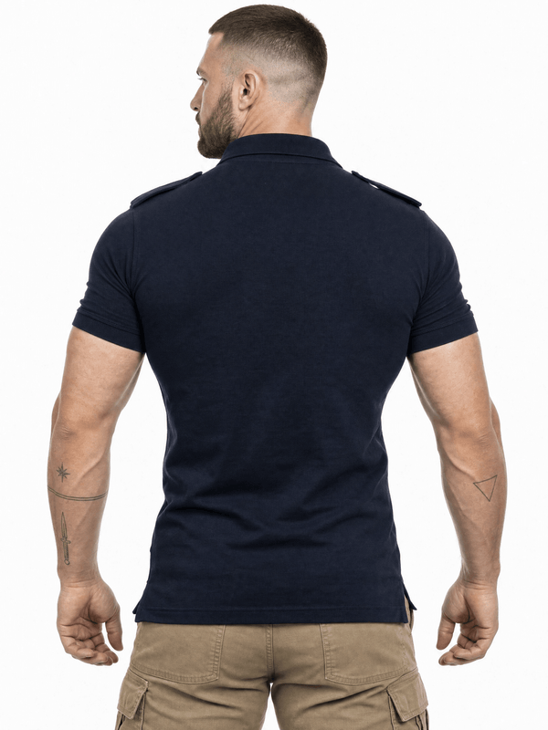 Tricou Tactic Polo Police Texar Dark Navy Blue cu Epoleti | WARGEAR RO