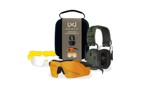 Wiley X® Shooting Range Kit VAPOR COMM – Ochelari balistici cu 3 lentile + Casti antifonice EARMOR® M300WXJ – Editie limitata  WARGEAR