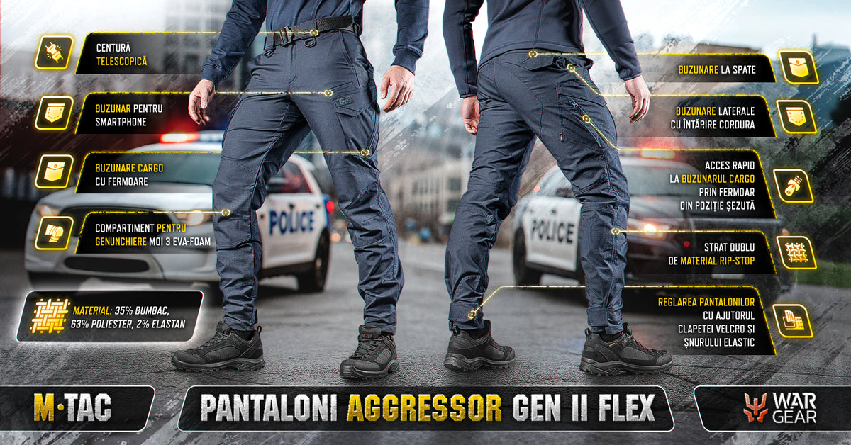 Pantaloni Tactici M-TACAGGRESSOR Gen.II Flex – Dark Navy Blue