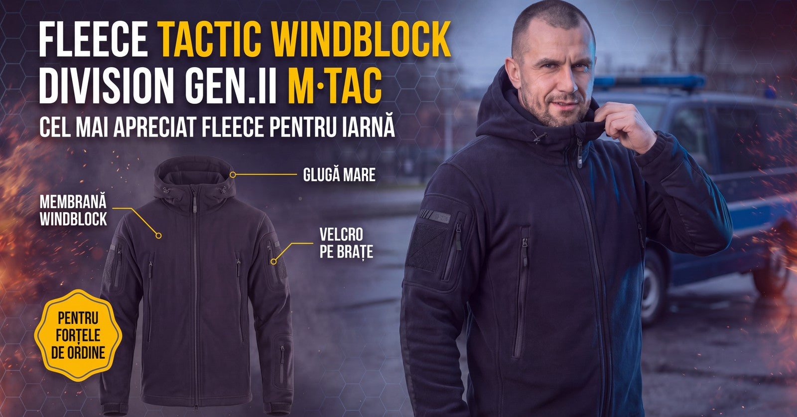 Fleece tactic WINDBLOCK DIVISION GEN.II Navy Blue M-Tac pentru fortele de ordine